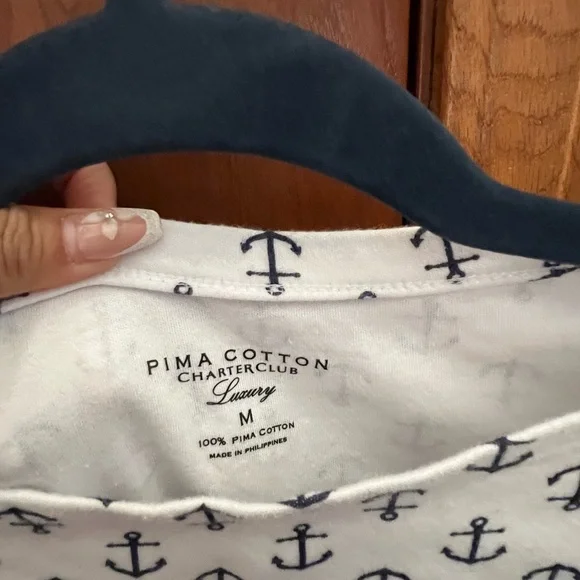 Anchor Print Boat Neck Tea Size M - Picture 2 of 6